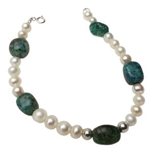 Real pearls and jade bracelet New